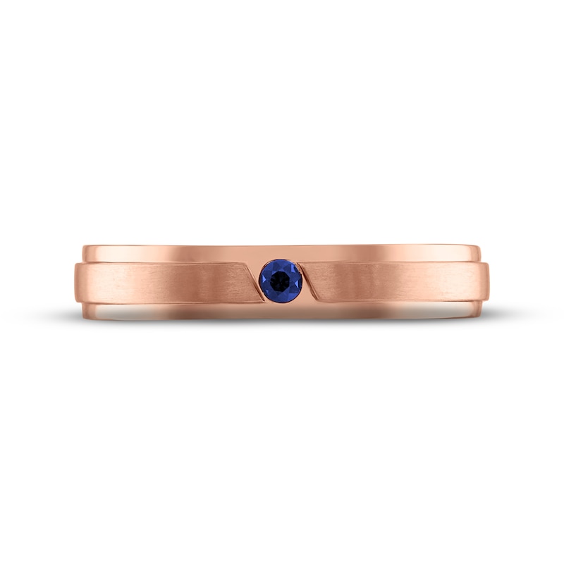Main Image 3 of Now + Forever Men's Blue Sapphire Wedding Band 10K Rose Gold