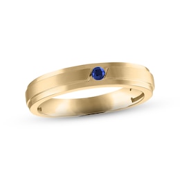 Now + Forever Men's Blue Sapphire Wedding Band 10K Yellow Gold