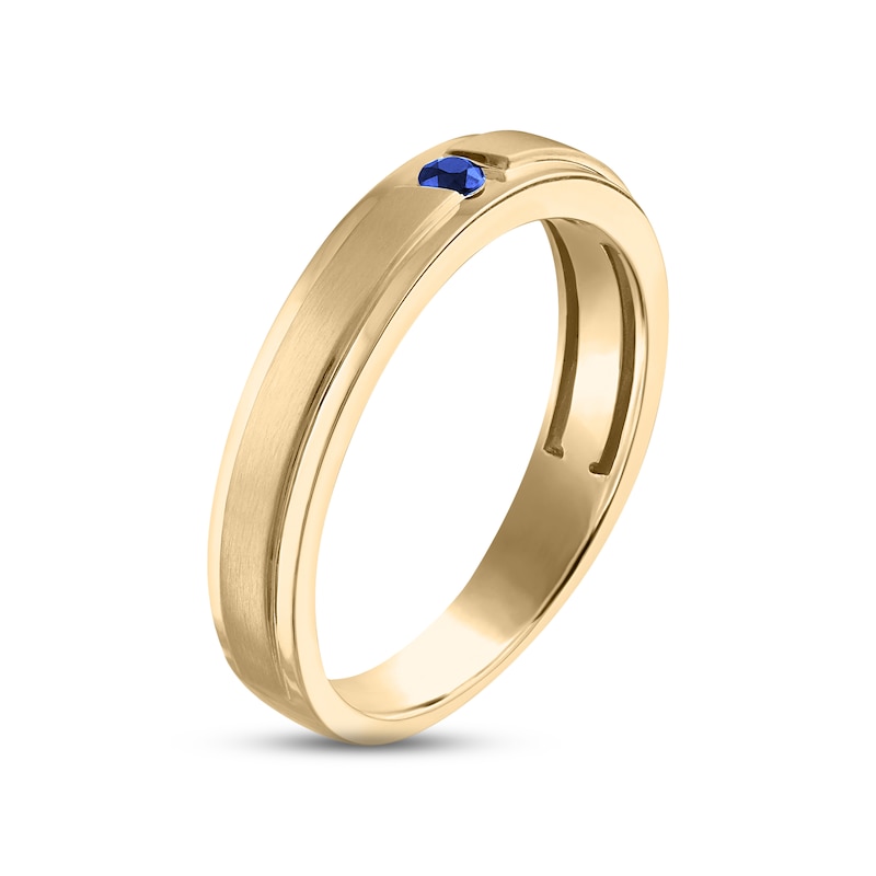 Main Image 2 of Now + Forever Men's Blue Sapphire Wedding Band 10K Yellow Gold