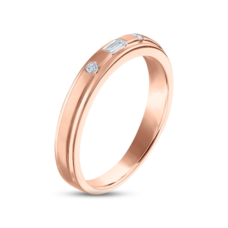 Main Image 2 of Now + Forever Men's Diamond Wedding Band 1/8 ct tw Baguette & Round-cut 10K Rose Gold
