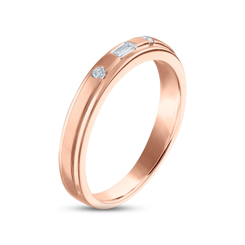 Men's Diamond Wedding Band 1/8 ct tw Baguette & Round-cut 10K Rose Gold