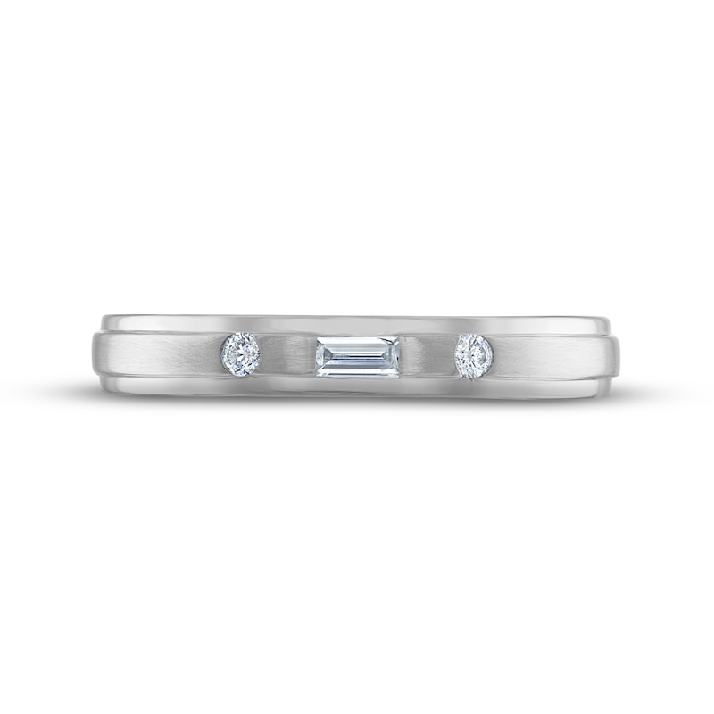 Main Image 3 of Now + Forever Men's Diamond Wedding Band 1/8 ct tw Baguette & Round-cut 10K White Gold