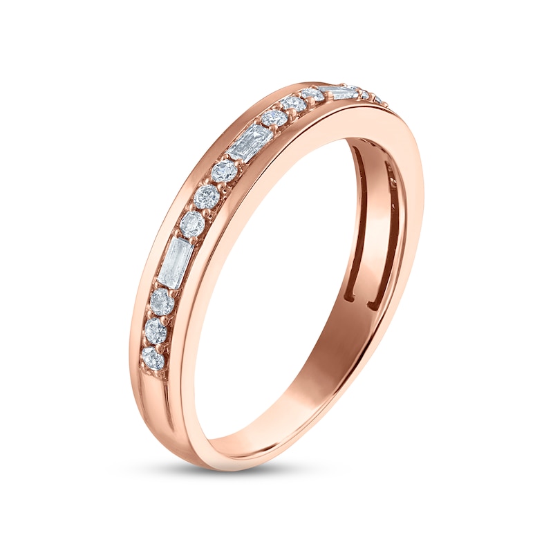 Main Image 2 of Now + Forever Men's Diamond Wedding Band 1/3 ct tw Round & Baguette-cut 10K Rose Gold