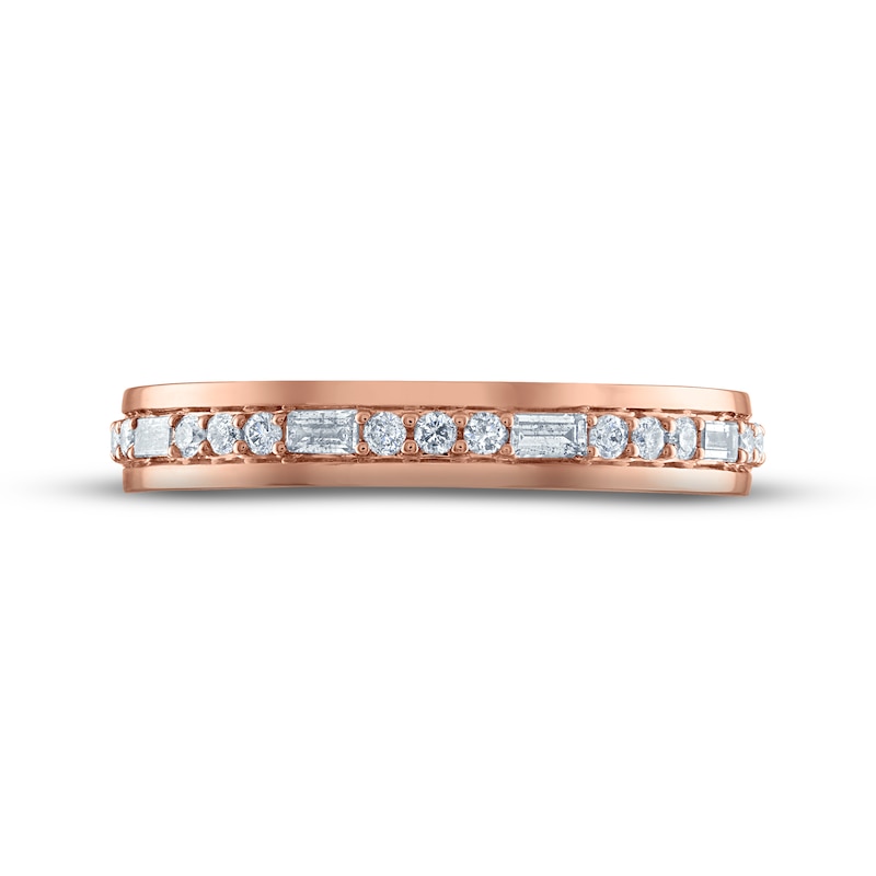 Main Image 3 of Now + Forever Men's Diamond Wedding Band 1/3 ct tw Round & Baguette-cut 10K Rose Gold