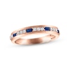 Thumbnail Image 0 of Men's Blue Sapphire & Diamond Wedding Band 1/5 ct tw Round-cut 10K Rose Gold
