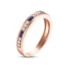 Thumbnail Image 2 of Now + Forever Men's Blue Sapphire & Diamond Wedding Band 1/5 ct tw Round-cut 10K Rose Gold