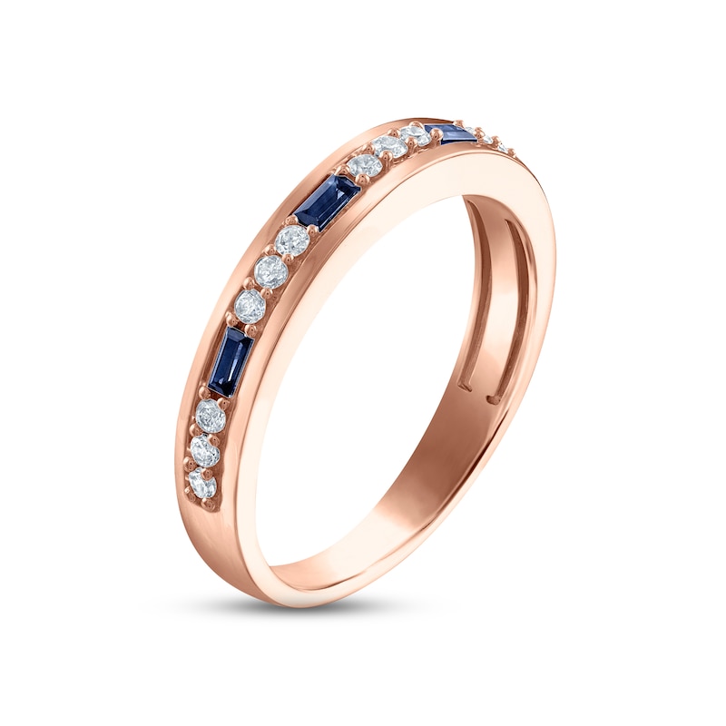 Main Image 2 of Now + Forever Men's Blue Sapphire & Diamond Wedding Band 1/5 ct tw Round-cut 10K Rose Gold