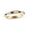 Men's Blue Sapphire & Diamond Wedding Band 1/5 ct tw Round-cut 10K Yellow Gold