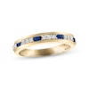 Thumbnail Image 1 of Now + Forever Men's Blue Sapphire & Diamond Wedding Band 1/5 ct tw Round-cut 10K Yellow Gold
