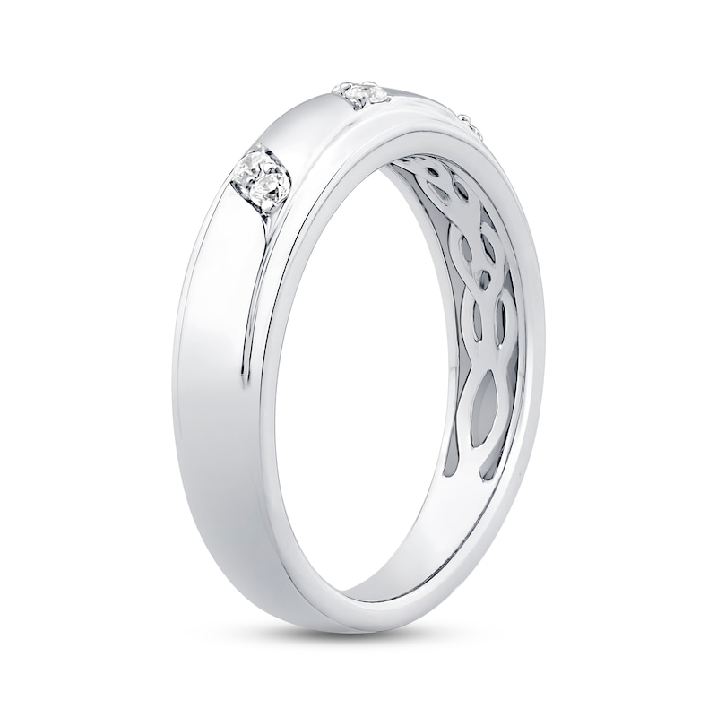 Main Image 2 of Now + Forever Men's Diamond Wedding Band 1/10 ct tw Round-cut 10K White Gold