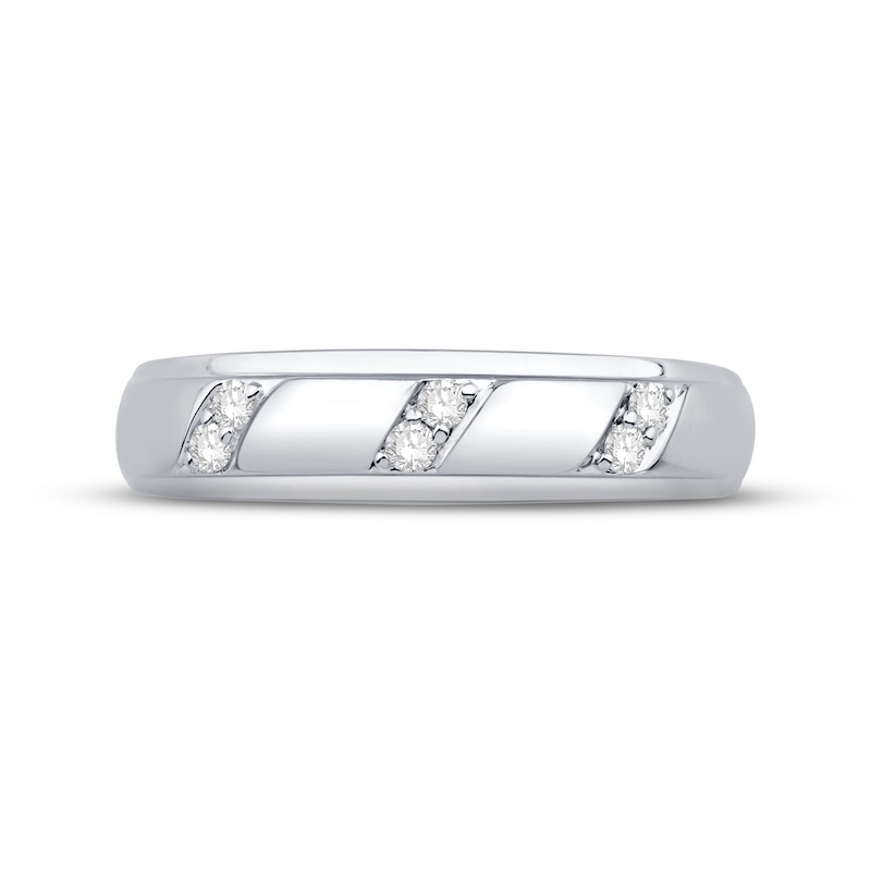 Main Image 3 of Now + Forever Men's Diamond Wedding Band 1/10 ct tw Round-cut 10K White Gold