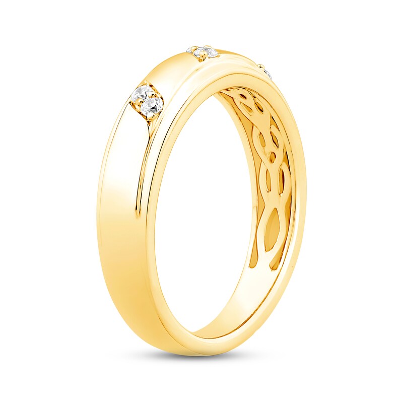 Main Image 2 of Now + Forever Men's Diamond Wedding Band 1/10 ct tw Round-cut 10K Yellow Gold