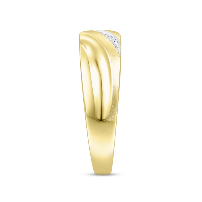 Men's Diamond Wedding Band Round-cut 10K Yellow Gold