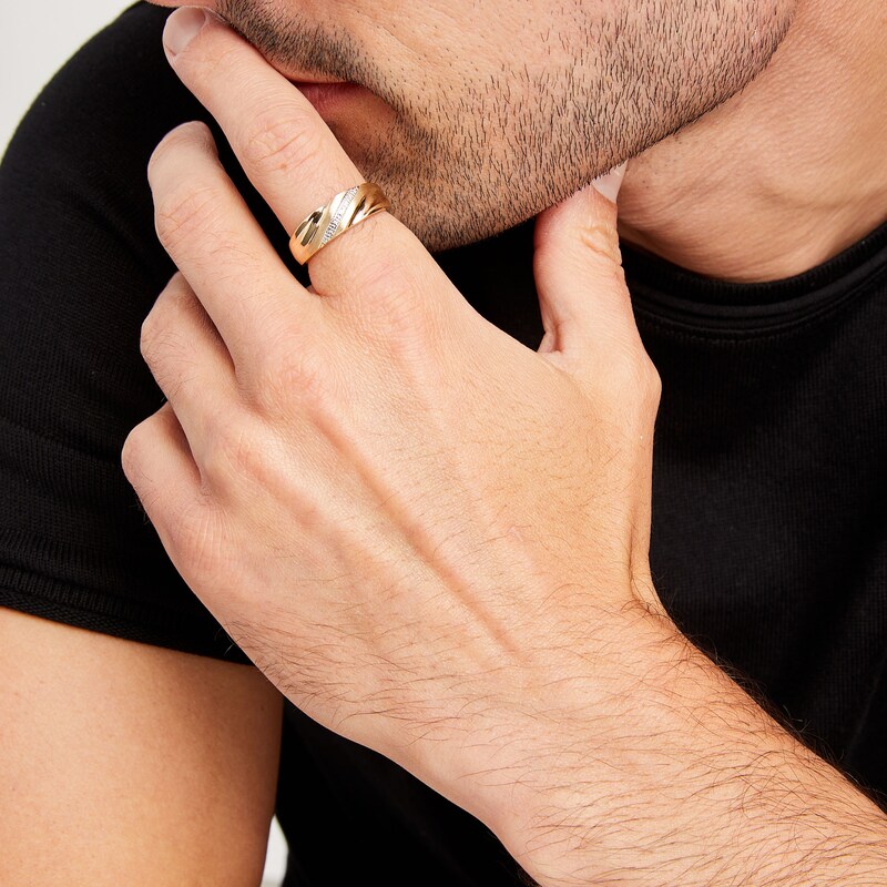Men's Diamond Wedding Band Round-cut 10K Yellow Gold