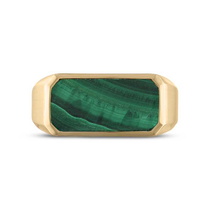 Men's Malachite Ring 10K Yellow Gold - Size 10