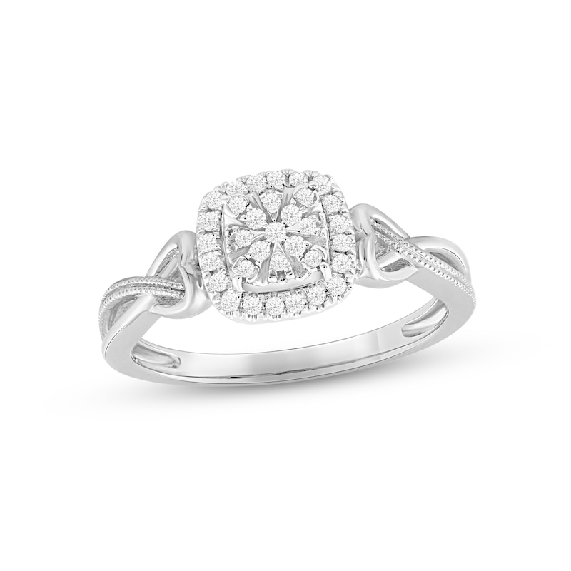 Main Image 1 of Multi-Diamond Center Ring 1/6 ct tw Round-cut Sterling Silver