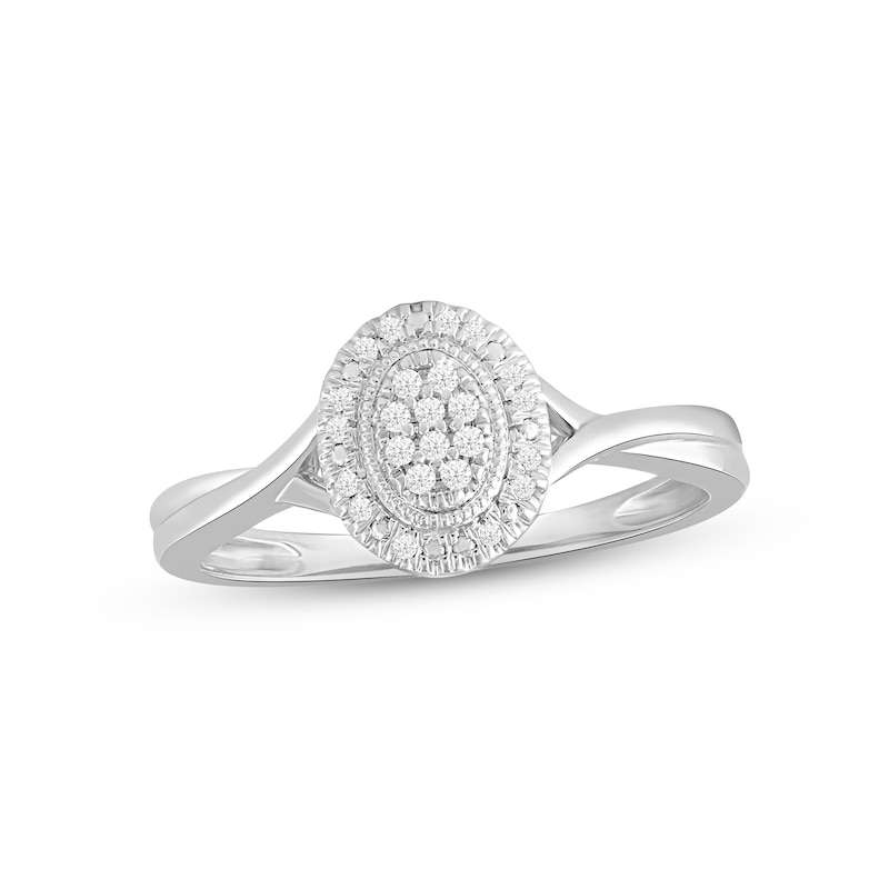 Main Image 1 of Multi-Diamond Center Ring 1/10 ct tw Round-cut Sterling Silver