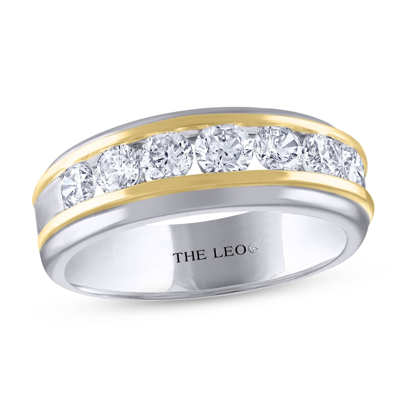 Men's THE LEO Diamond Wedding Band 1-1/2 ct tw Round-cut 14K Two-Tone Gold with 360