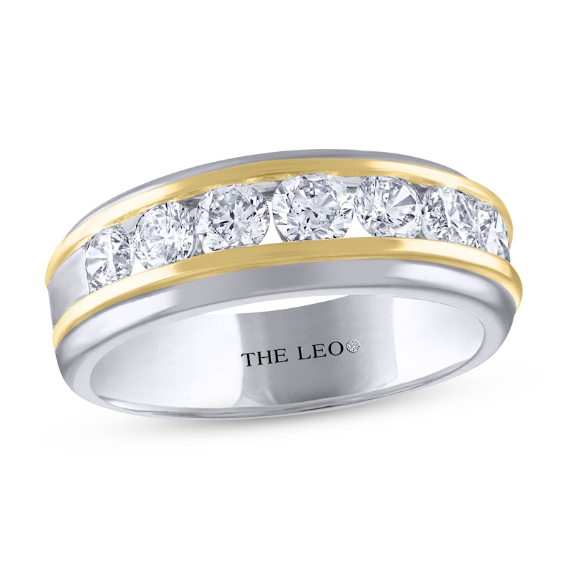 Men's THE LEO Diamond Wedding Band 1-1/2 ct tw Round-cut 14K Two-Tone ...