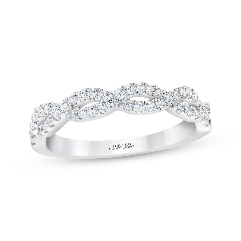 THE LEO First Light Round-Cut Diamond Wedding Band 1/3 ct tw 14K White Gold