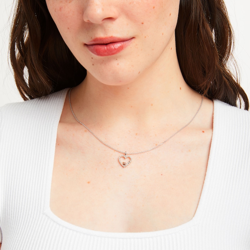Main Image 2 of Hallmark Diamonds Heart Necklace 1/10 ct tw Sterling Silver & 10K Rose Gold 18&quot;