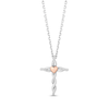 Thumbnail Image 1 of Hallmark Diamonds Cross Necklace 1/10 ct tw Sterling Silver & 10K Rose Gold 18&quot;