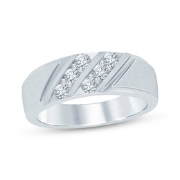 Now + Forever Men's Diamond Wedding Band 3/8 ct tw Round-cut 10K White Gold