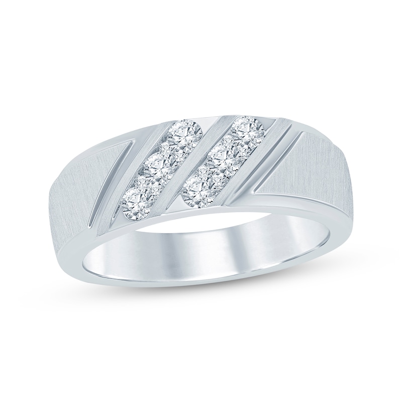 Men's Diamond Wedding Band 3/8 ct tw Round-cut 10K White Gold