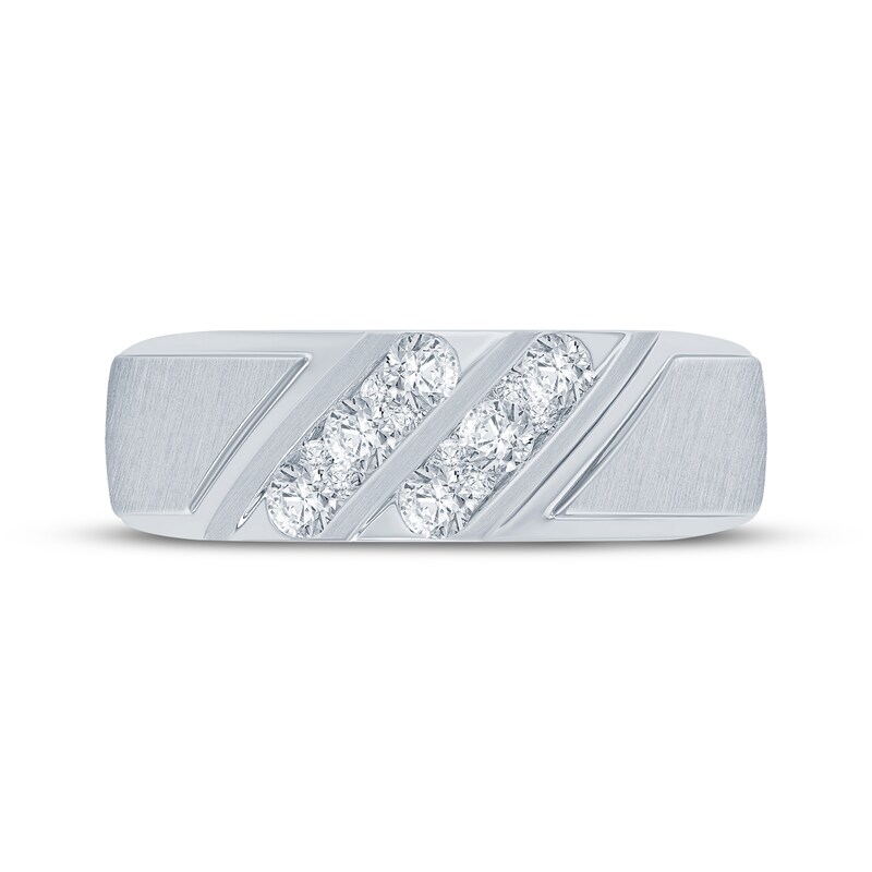 Men's Diamond Wedding Band 3/8 ct tw Round-cut 10K White Gold