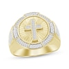 Kay Men's Diamond Cross Signet Ring 1/2 ct tw Baguette & Round-cut 10K Yellow Gold