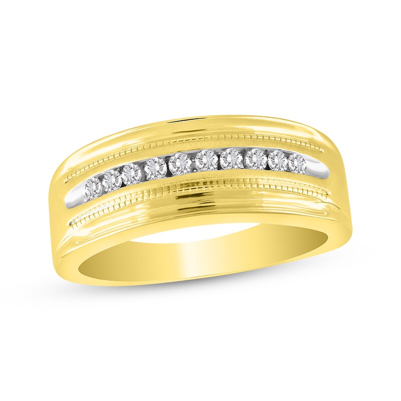 Men's Diamond Milgrain Wedding Band 1/4 ct tw Round-cut 10K Yellow Gold