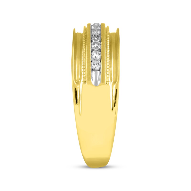 Men's Diamond Milgrain Wedding Band 1/4 ct tw Round-cut 10K Yellow Gold