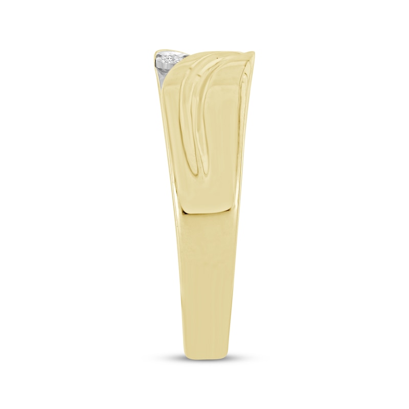 Main Image 2 of Now + Forever Men's Diamond Diagonal Wedding Band 1/6 ct tw Round-cut 10K Yellow Gold