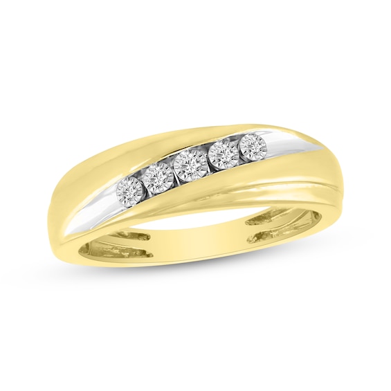 Men's Diamond Wedding Band 1/10 ct tw Round-cut 10K Yellow Gold