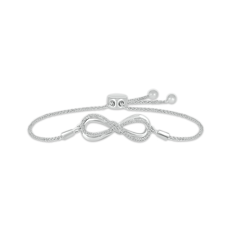 Main Image 1 of Diamond Infinity Bolo Bracelet 1/5 ct tw Sterling Silver 9.5"