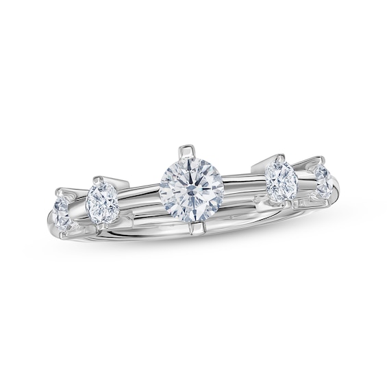 Diamond Station Ring 1 ct tw 14K White Gold