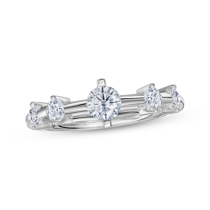 Diamond Station Ring 1 ct tw 14K White Gold