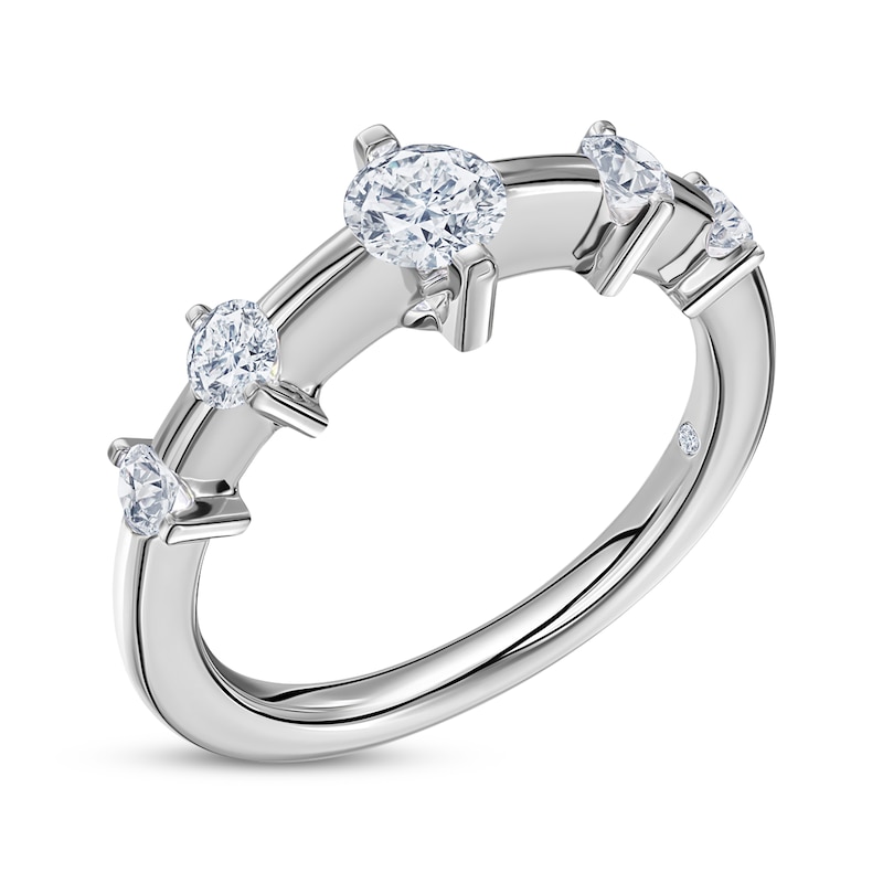 Diamond Station Ring 1 ct tw 14K White Gold