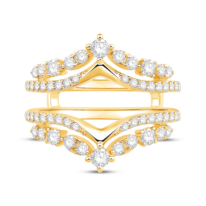 Buy Round Lab Grown White Diamond Chevron Double Enhancer Guard Two Tone  Wedding Ring Band for Women (0.50 ctw, Color H-I, Clarity SI2) in 10K  Yellow