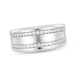 Now + Forever Men's Diamond Curved Wedding Band 1/3 ct tw 10K White Gold
