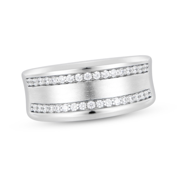 Now + Forever Men's Diamond Curved Wedding Band 1/3 ct tw 10K White Gold