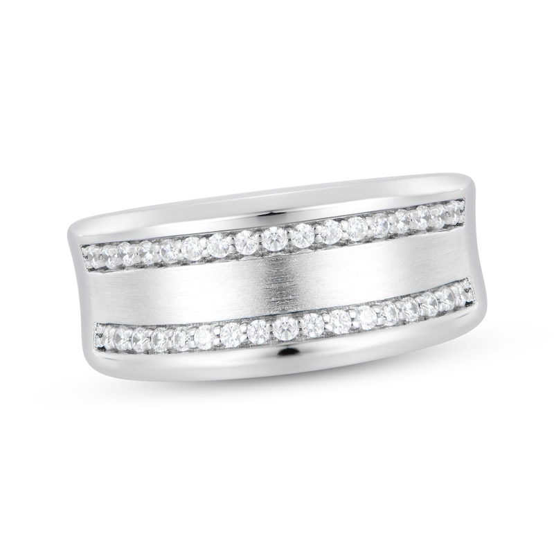 Men's Diamond Curved Wedding Band 1/3 ct tw 10K White Gold