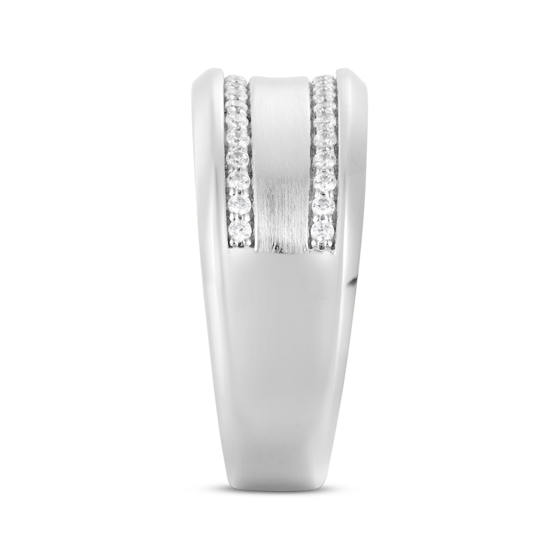 Men's Diamond Curved Wedding Band 1/3 ct tw 10K White Gold