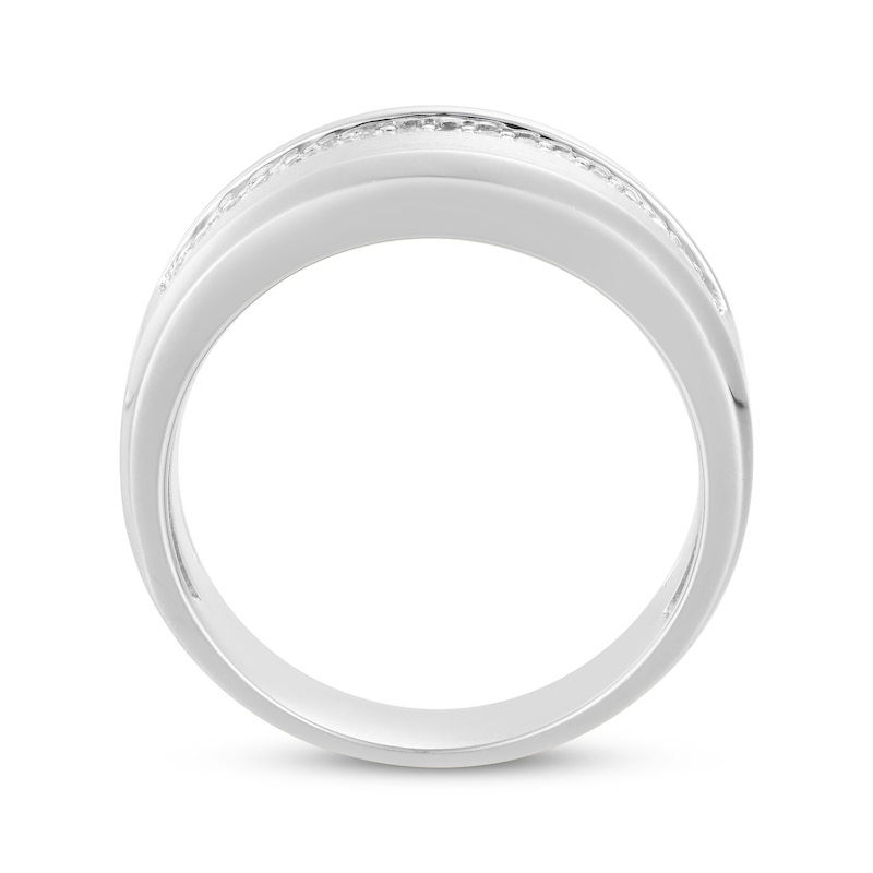 Men's Diamond Curved Wedding Band 1/3 ct tw 10K White Gold