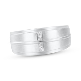 Now + Forever Men’s Square-Cut Diamond Wedding Band 1/10 ct tw 10K White Gold