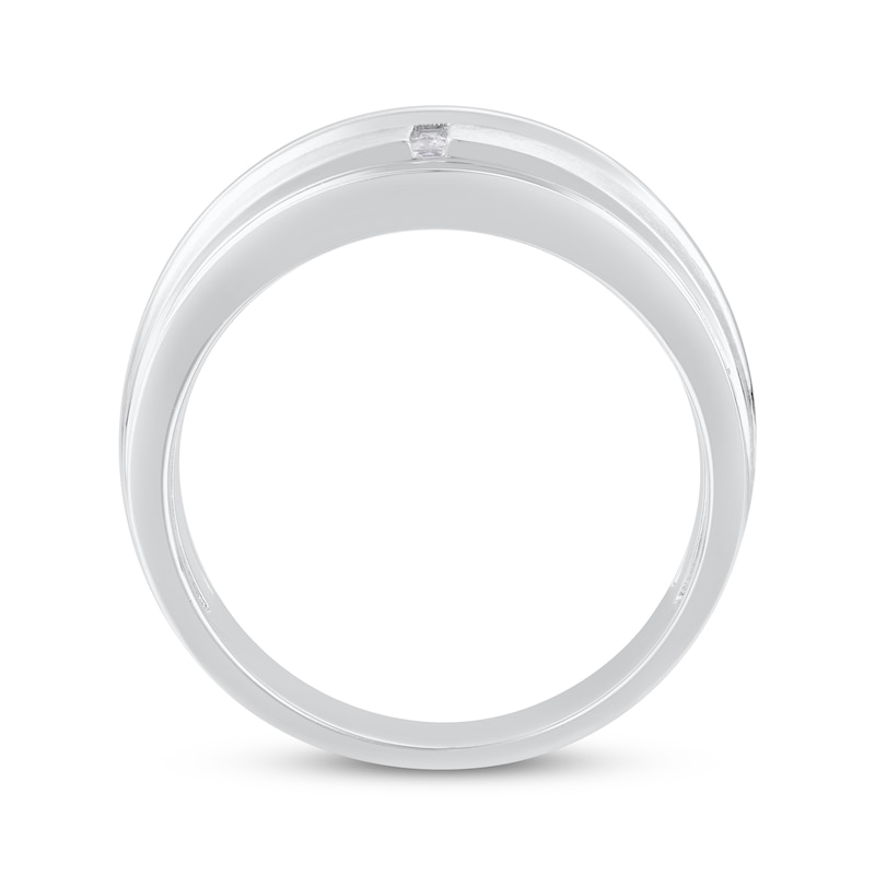 Main Image 3 of Now + Forever Men’s Square-Cut Diamond Wedding Band 1/10 ct tw 10K White Gold