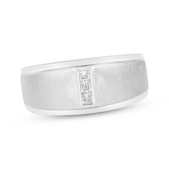 Now + Forever Men’s Square-Cut Diamond Wedding Band 1/6 ct tw 10K White Gold