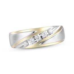 Now + Forever Men’s Diamond Wedding Band 1/4 ct tw 10K Two-Tone Gold