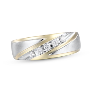 Now + Forever Men’s Diamond Wedding Band 1/4 ct tw 10K Two-Tone Gold