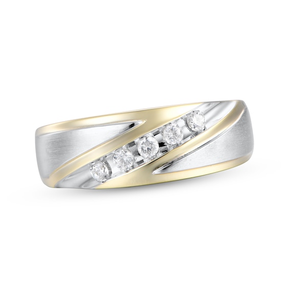Now + Forever Men’s Diamond Wedding Band 1/4 ct tw 10K Two-Tone Gold